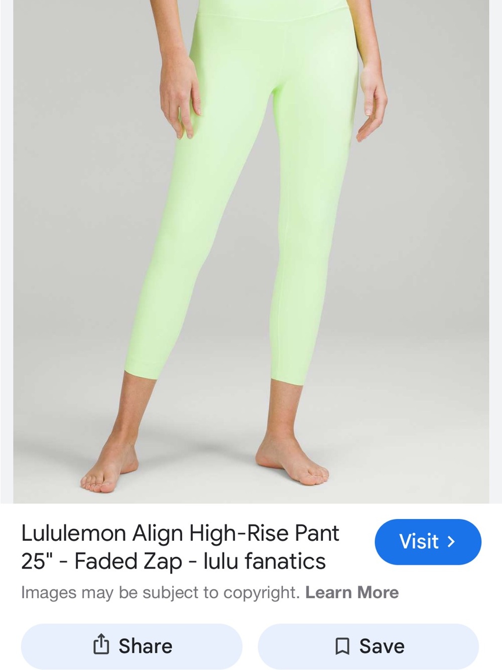 lululemon Align High-Rise 25" Leggings in Faded Zap Neon